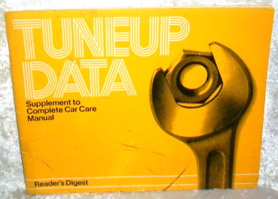 Vintage 1981 Reader's Digest Tune Up Data Auto Car Care Manual Supplement Repair