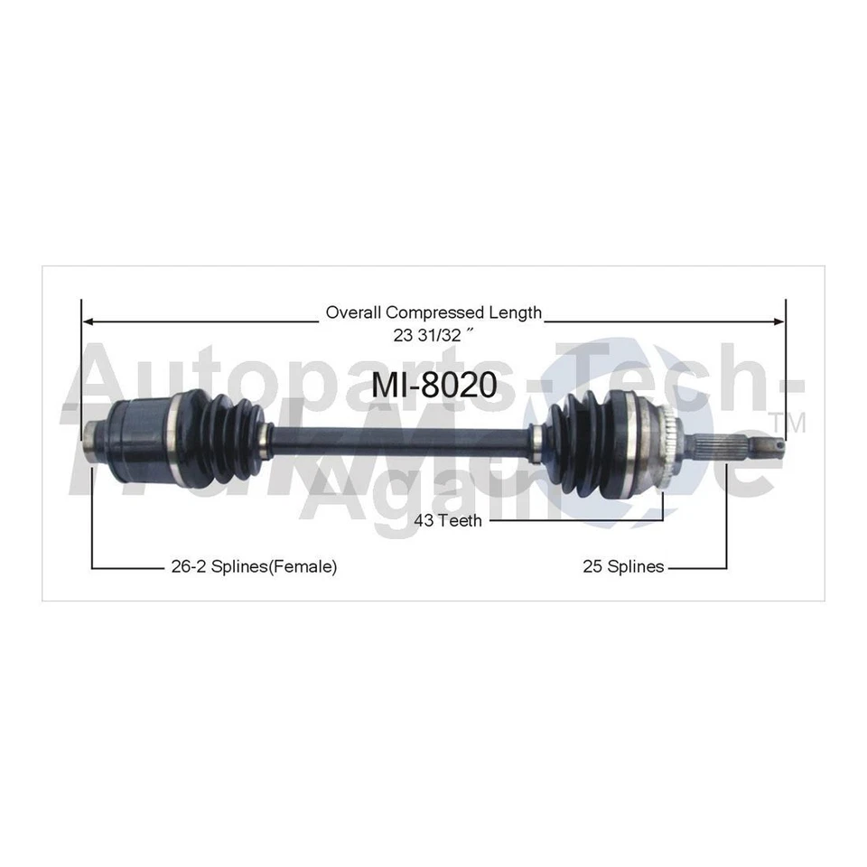 Front Driver Passenger CV Axle Joint Shaft Fits 2000-1996 Dodge Avenger - Image 2 of 3