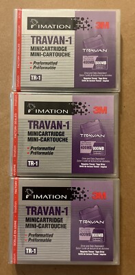 3 New Sealed Imation 3M TRAVAN-1 TR-1 400MB/800MB Minicartridge