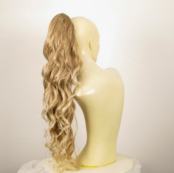 Postiche queue de cheval 65cm blond méché 10/15t613 premium - 4