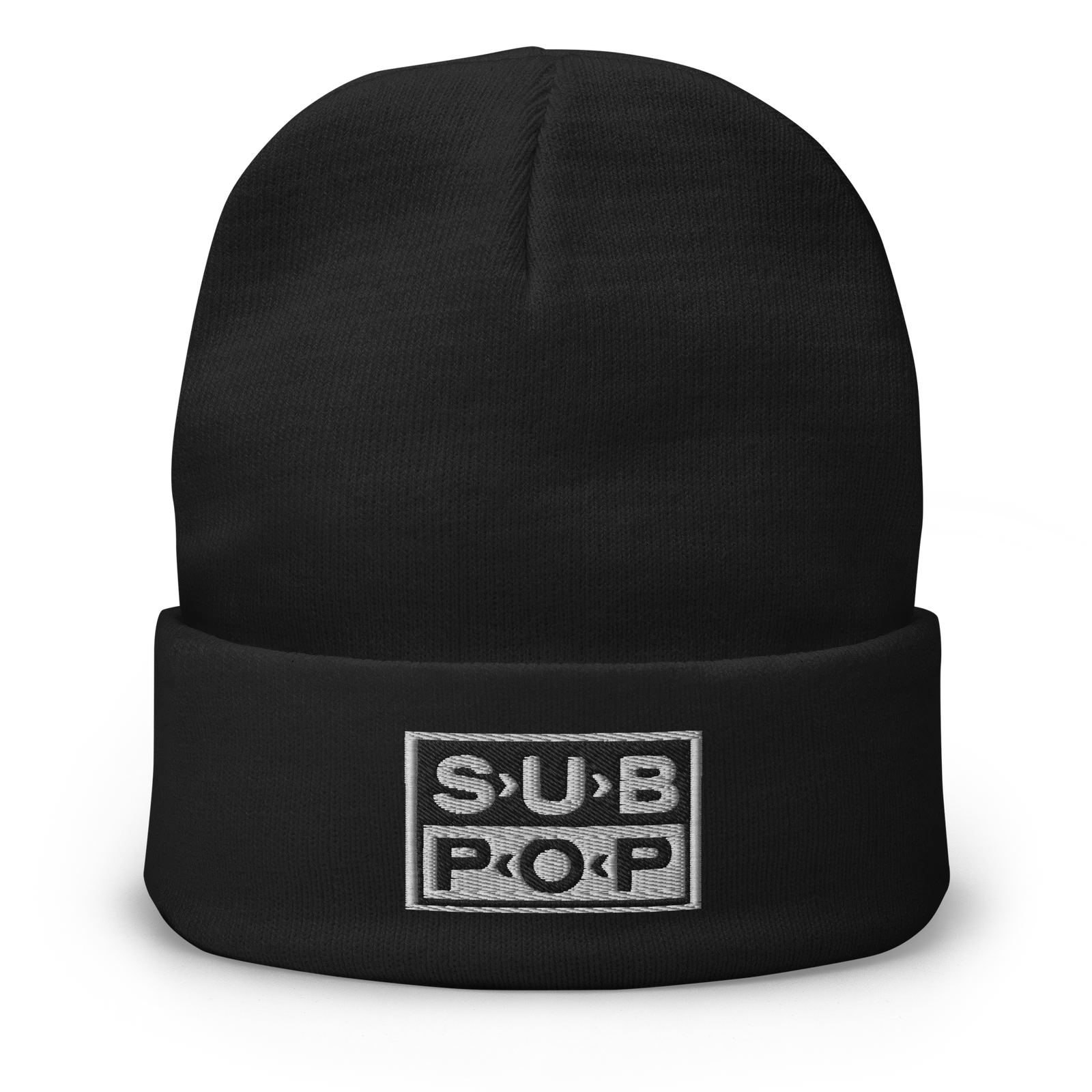 SUB POP Embroidered Black Knit Beanie Hat Alternative Music