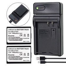 2X LP-E10 Battery SLIM Charger for Canon EOS 1100D 1200D 1300D 2000D 4000D