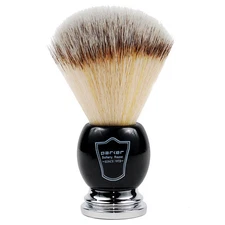 Parker Synthetic Bristle Shaving Brush w/ Drip Stand Black & Chrome Handle