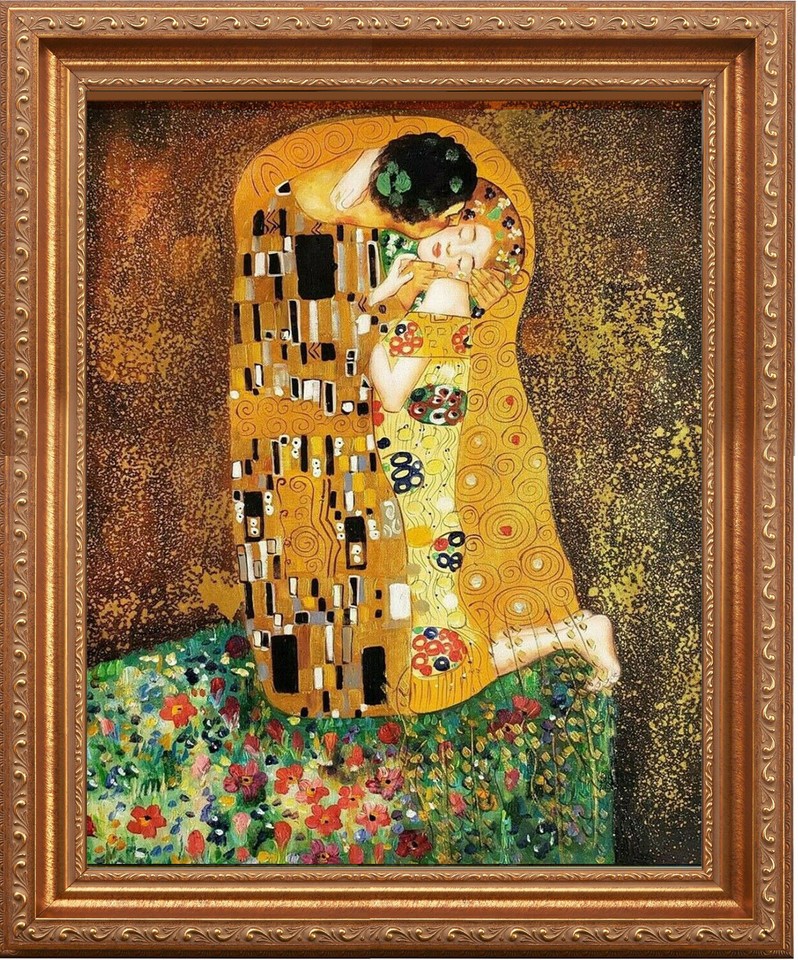 THE KISS Gustav KLIMT Oil Painting with Gold 20x24 stretched Canvas ...