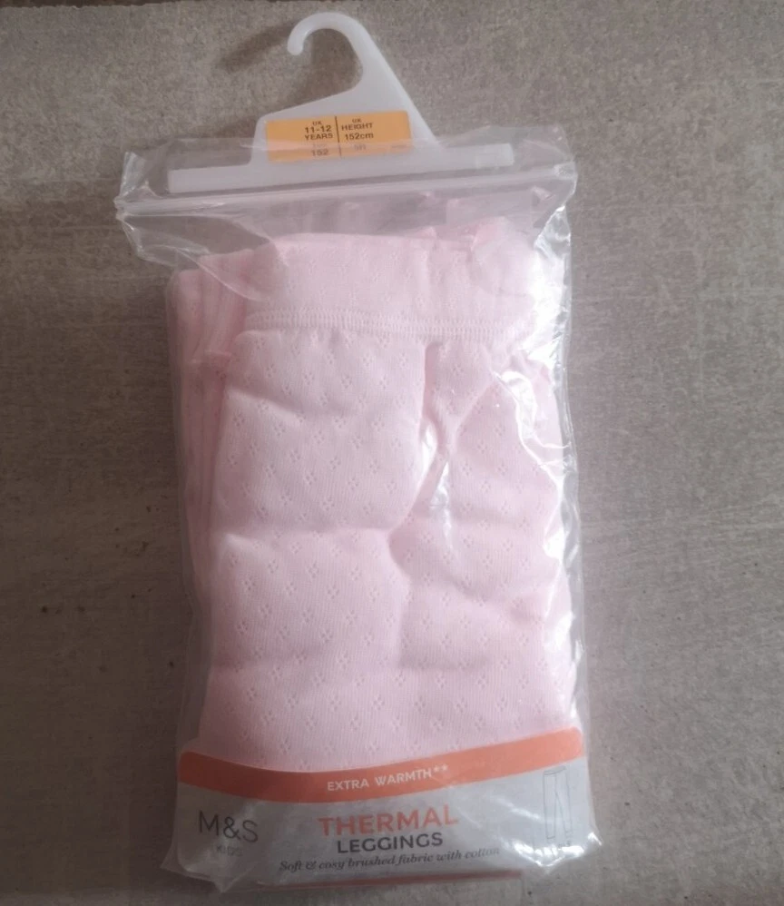 M&S Kids Extra Warm Thermal Leggings Colour Pink Age 11-12 Years