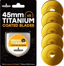 Titanium Coated 45mm Rotary Cutter Blades 5-Pack | Fits Olfa Fiskars Gingher