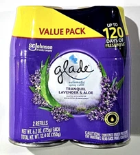 2 Pk Glade Tranquil Lavender & Aloe Eucalyptus & Bergamot Automatic Spray Refill
