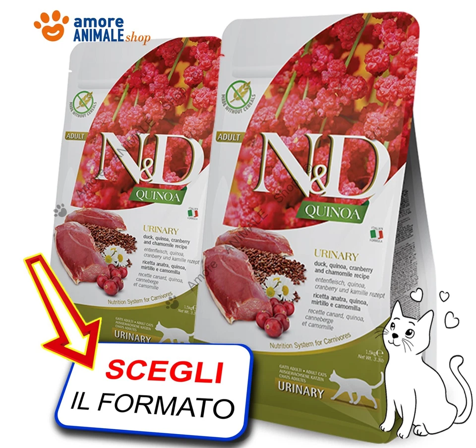 Farmina Cat N & D Quinoa Adult Urinaire → Canard Et Myrtilles - 300 Gr/1,5 / 5 - Photo 1/1