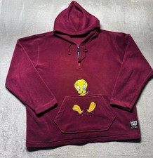 Looney Tunes Tweety Fleece Hoodie 1/4 Zip Embroidered Women  s 20/21W Red 2000