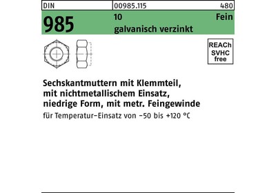 Reyher Sechskantmutter DIN 985 m.Klemmteil M 24 x 2 10 galvanisch verzinkt