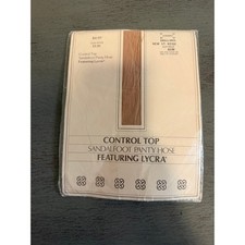 Vintage Control Top Sandalfoot Pantyhose Light Beige Small Medium Made in USA