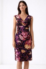 Lauren Ralph Lauren Floral Ruched Sleeveless Sheath Dress Purple Size 8 Corpcore