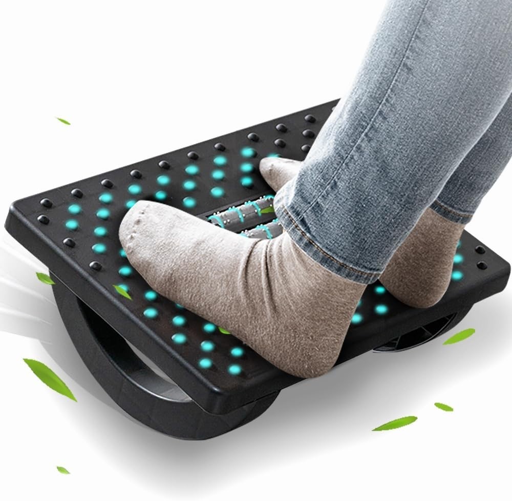 Ergonomic Under Desk Foot Rest Rocking Foot Stool Massager Office Gaming