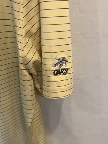 FootJoy Shirt Men Large Yellow Blue Stripe Lisle FJ Polo Golf Logo - Picture 3 of 6