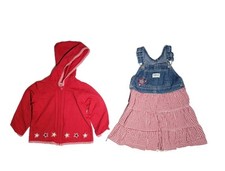 Vintage Oshkosh Baby 24 Mo 2 Pc Summer Dress Red Checked With Stars Coat  Dress