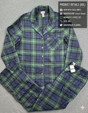 Wondershop Women s Pajama Set Navy Green Plaid Flannel Family Sleep Size 2XL