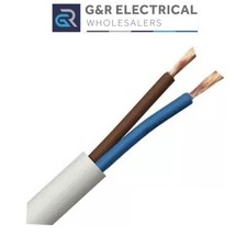 2192Y 2 CORE 0.5MM / 0.75MM FLAT FLEXIBLE LIGHTING ELECTRICAL CABLE WHITE