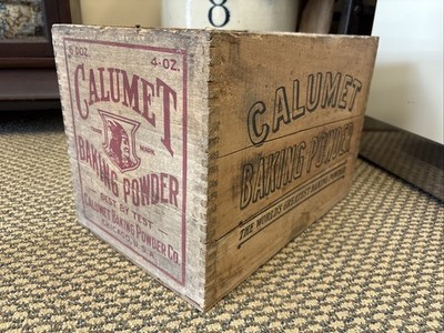 Antique Wooden Crate Calumet Baking Powder Chicago IL Box Indian Elliott Lansing