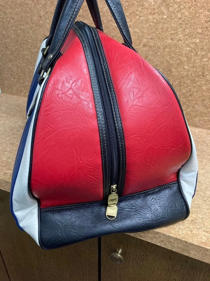 Sac Boston en cuir vintage tricolore Mizuno Masters - Photo 3/4