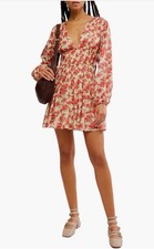 NWT Free People Women's Keep You Smocked Mini Dress Classic Combo Size XS $128