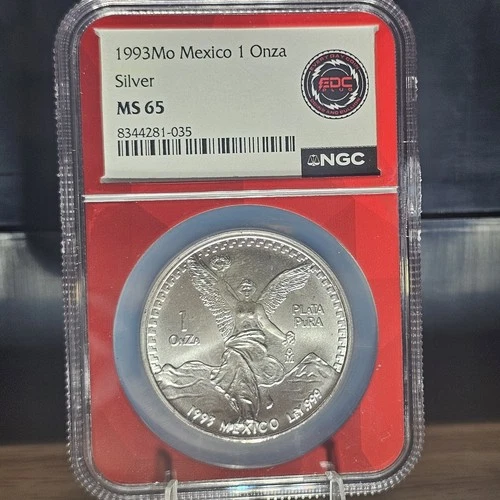 SILVER LIBERTAD❗️1993MO MEXICO 1 ONZA MS65 RED CORE NGC 🔥🔥🔥🔥