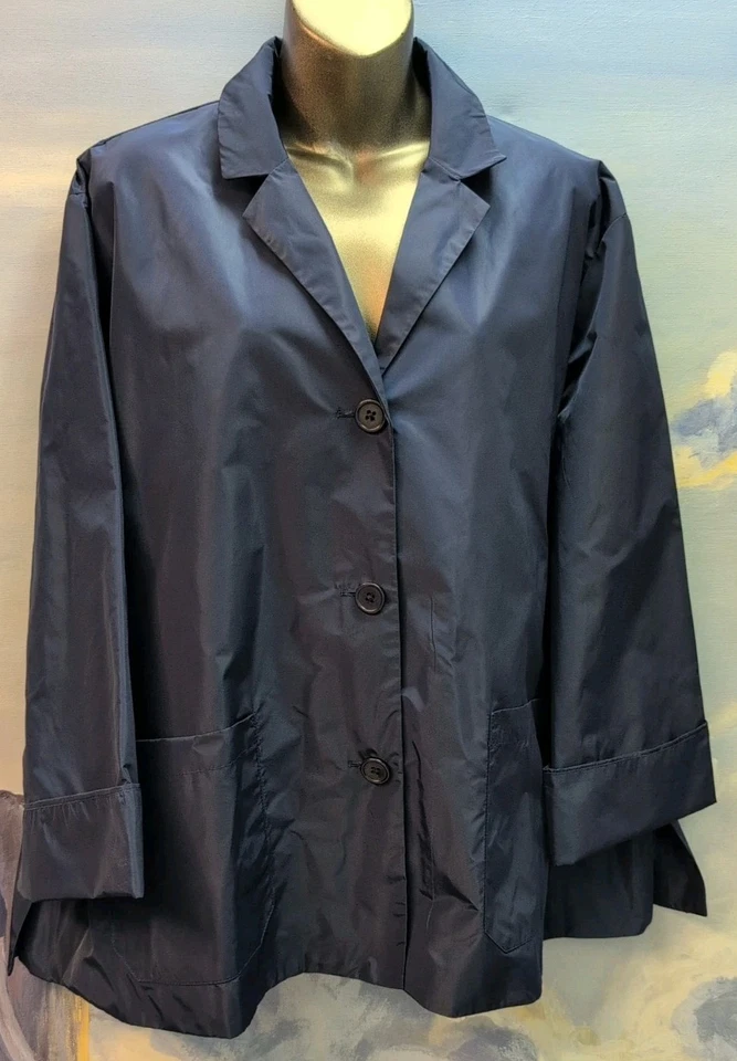 Chaqueta de tafetán azul Elliot Lauren L nueva con etiquetas $292 Foto 2 de 4