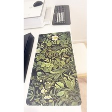 Vintage Botanical Large Desk Mat, Dark Green Leaf  Floral Mouse Pad
