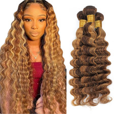 Highlight 4/27 Deep Wave Bundles Human Hair 100% Unprocessed Virgin Deep Wave Ch