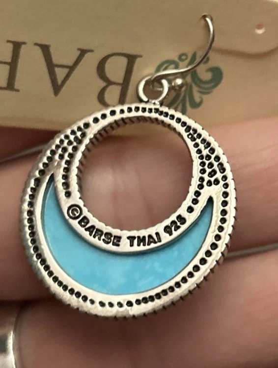 Brincos pendentes de prata esterlina turquesa 925 Designer Studio Barse - Imagem 2 de 4