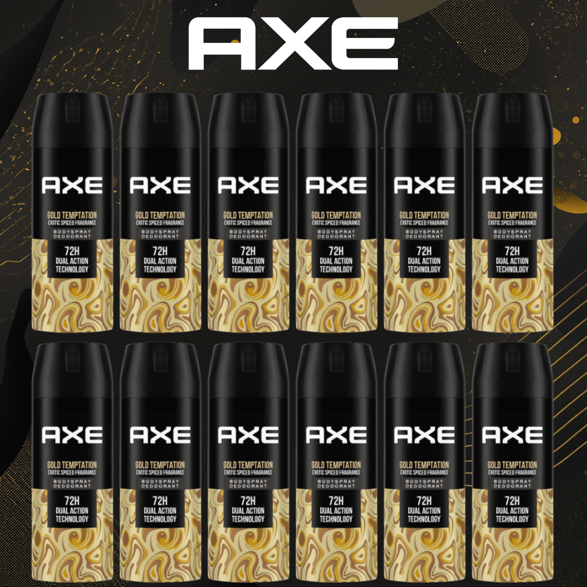 Axe Gold Temptation Deodorant Body Spray 12 Pack 150ml Exotic
