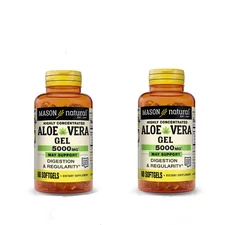 2-Pack Mason Natural Aloe Vera, Digestion & Regularity, 5,000mg 60 Softgels