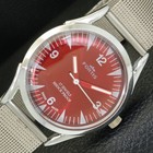 VINTAGE HAND-WINDING REFURBISHED SWISS MENS RED COLOR DIAL WATCH a701028-3