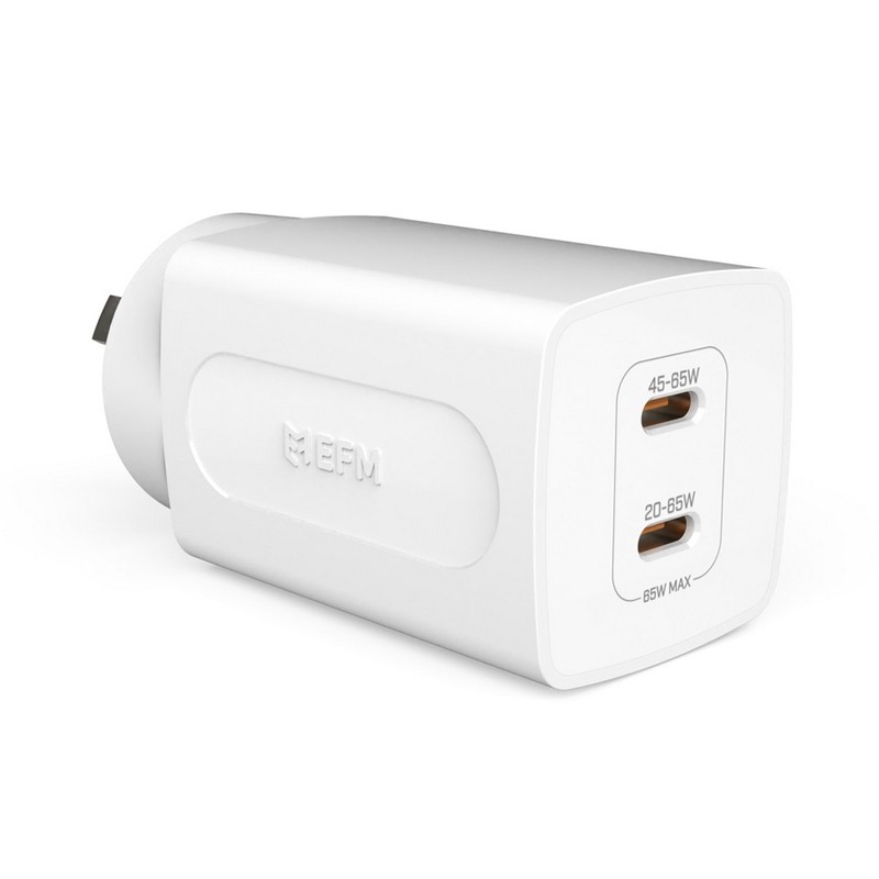 O-EFM 65W GaN Dual Ports Wall Charger With Power Delivery and PPS White