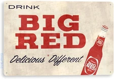 Tinworld Tin Sign: Big Red Soda Sign Tin Metal Signs