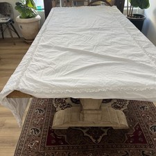 Cottagecore Duvet Cover 69 x 86" White Ruffle Trim Accent With Button Closure