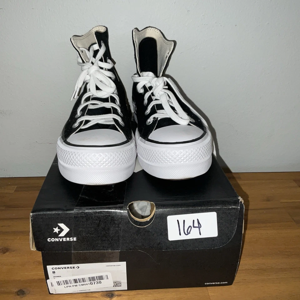 Talla 8 - Converse Chuck Taylor All Star Lift High Negro Blanco W Foto 2 de 4