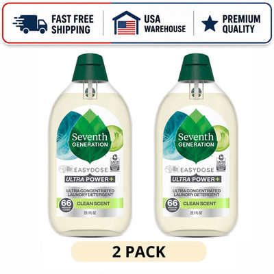 (2 Pack) Seventh Generation Power+ Laundry Detergent Fresh Clean 23 oz 66 Loads