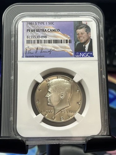 1981 S NGC PF69 Ultra Cameo Type 1 Proof Kennedy Half Dollar 50C Signature