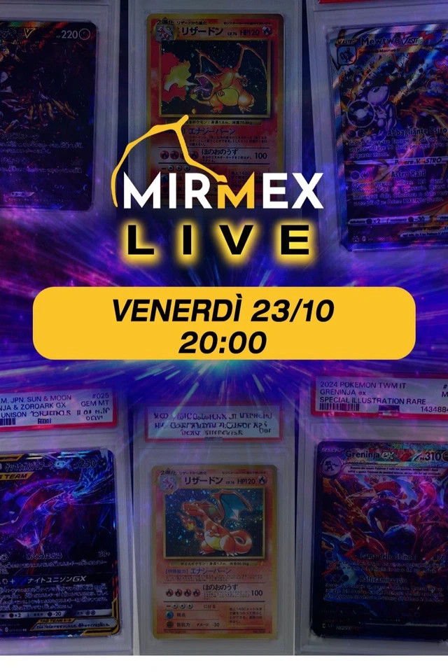 MIRMEX LIVE! Aste da 1€! Carte Raw e Gradate! GOLD STREAM!