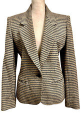 Vtg ANNE KLEIN Womens Wool Tweed Blazer Size S Academia Preppy Retro Career 80 s
