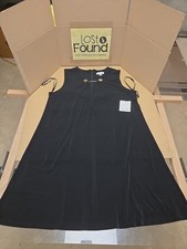 NEW Calvin Klein Black Gold Chain Keyhole Sleeveless Dress CD8A157W Womens 12