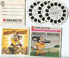 View Master Mighty Mouse 21 3D Pictures with Storybook on 3 Reels 1958