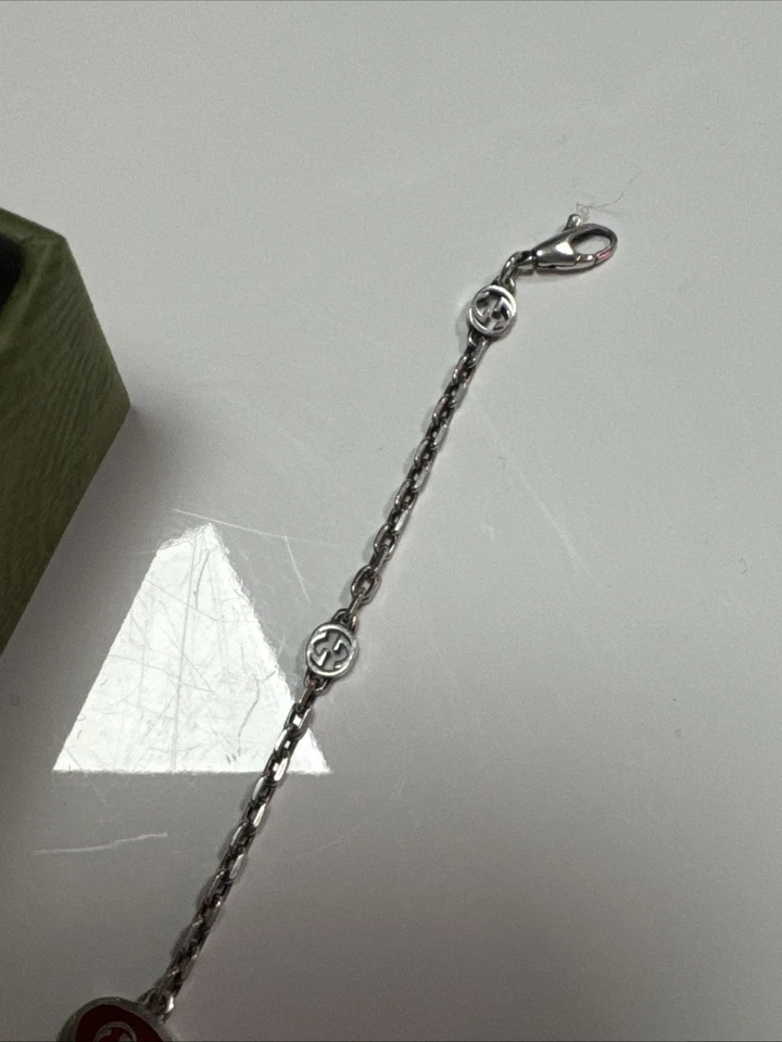 Gucci Heart Aged Finish Sterling Silver and Red Enamel 18cm - Image 2 of 4