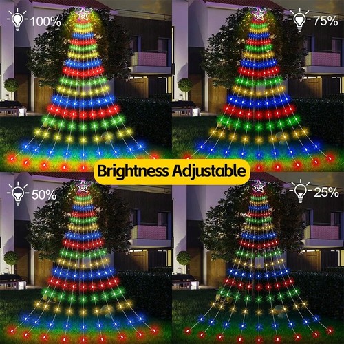 Solar Power 360LED Star Waterfall Light Party String Lights Christmas Tree Decor - Picture 3 of 23