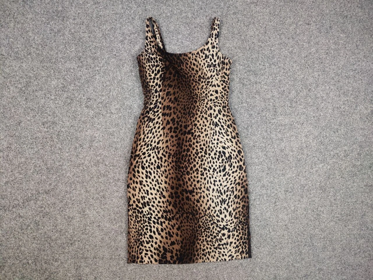 Abito corto sexy vintage anni 90 Moschino Jeans stampa leopardata