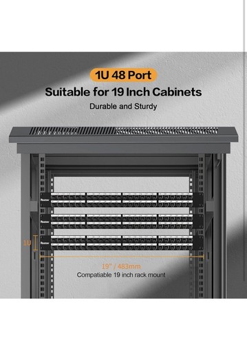 48 Port Patch Panel Cat6 19” Rack & Wall Mount Ethernet UTP Keystone Patch Panel - Picture 7 of 7