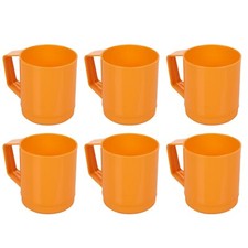 6 Set 260ml Plastic Mug Tumbler Cup & Handle Party BBQ Microwave Dishwasher Safe