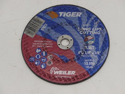 Tiger 57072 4 x 1/8 x 3/8'' Cutting Wheels, 48 Count