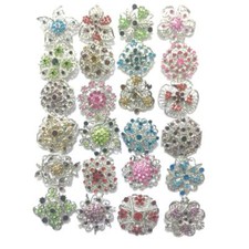 Lot 24pc Shining Rhinestone Crystal Brooches Pins DIY Wedding Bouquet Kit D