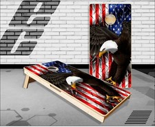 American Flag Eagle Barbwire Cornhole Boards Bean Bag Toss Game